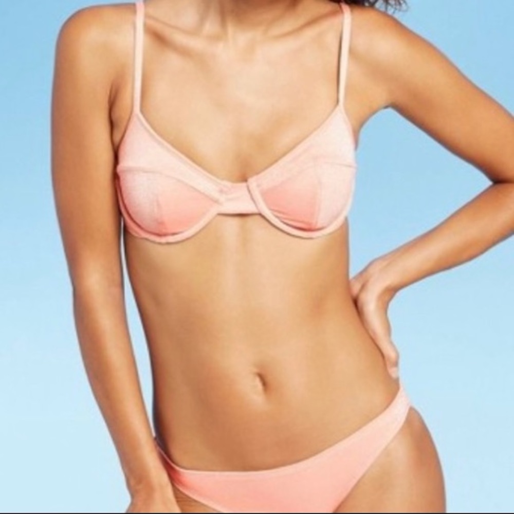 Pink sparkly metallic bikini